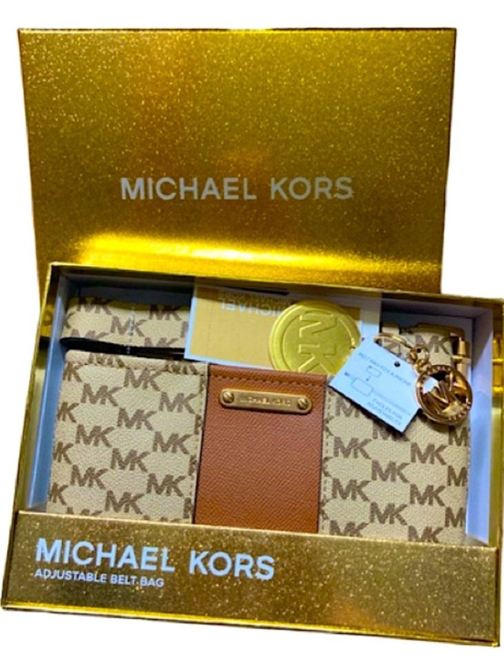 100% authentic Michael Kors Beige Monogram Belt Bag Never detached it from box